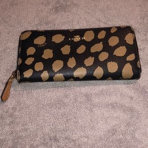 Coach Leopard Wallet - Black and Tan